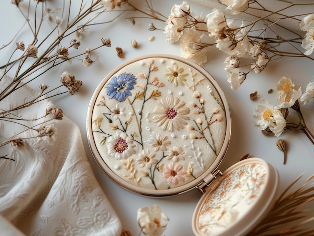 haftowany motyw kwiatowy